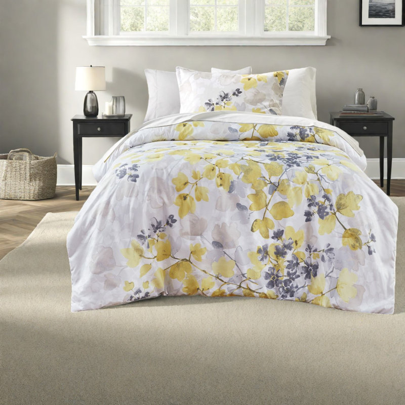 Ensembles de literie botanique moderne, microfibre ultra douce, édredon hypoallergénique avec poches de rangement