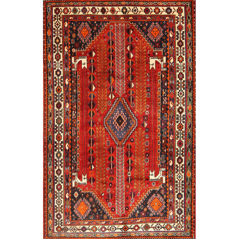 Tapis traditionnel rouge / brun Osmin, Rectangle 8 pi x 10 pi