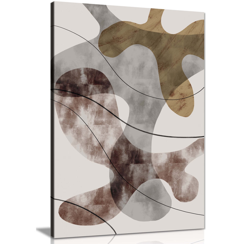Brown Abstract Geometrics Shapes And Line Art Artistic - Wrapped Canvas Art Prints, 31cm H x 20cm W