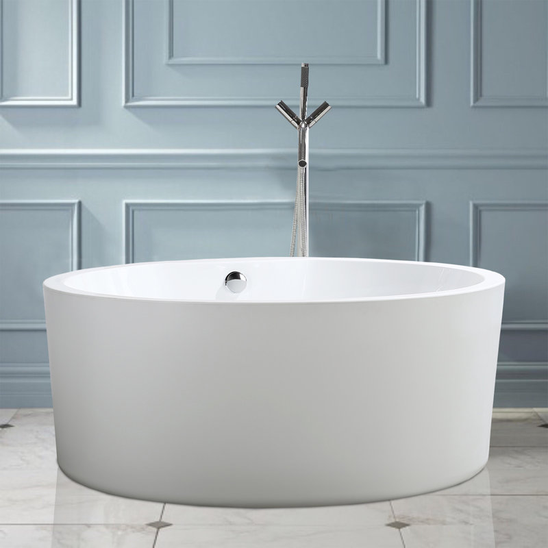 59" x 59" Freestanding Soaking Acrylic Bathtub