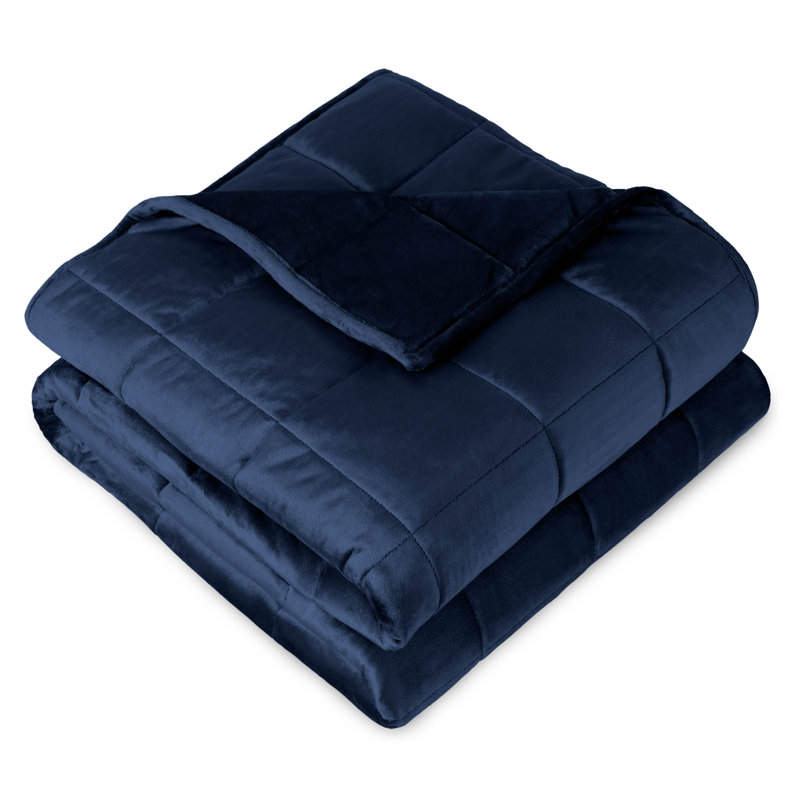 Couverture pondérée Minky, l 60 po x L 80 po, 17 lb, Bleu foncé