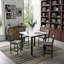 Ensemble 5 pièces de table de salle à manger carrée, mobilier de table de cuisine moderne de style Mid-Century pour la salle à manger, coin-repas, plateau compact avec panneau de particules, 4 chaises rembourrées en velours, structure en métal-1121444531