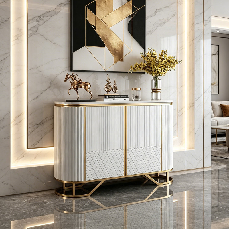 Buffet multifonctionnel de style italien, H 35,43 po x l 51,18 po x P 15,75 po, White