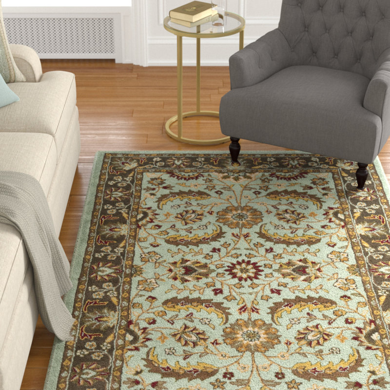 Tapis bleu / brun en laine touffeté à la main Cranmore, Rectangle 9 pi 6 po x 13 pi 6 po
