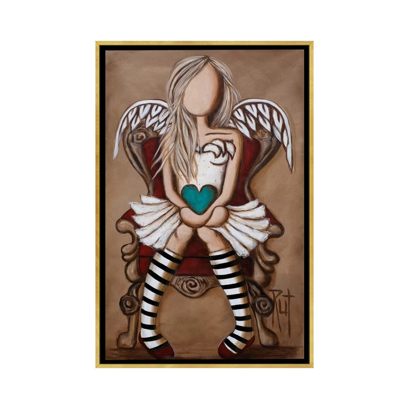 « Colette » par rut art Creations-impression d’art graphique, Pas de tapis, H 26 po x l 18 po x P 1,5 po, Toile encadrée d'or