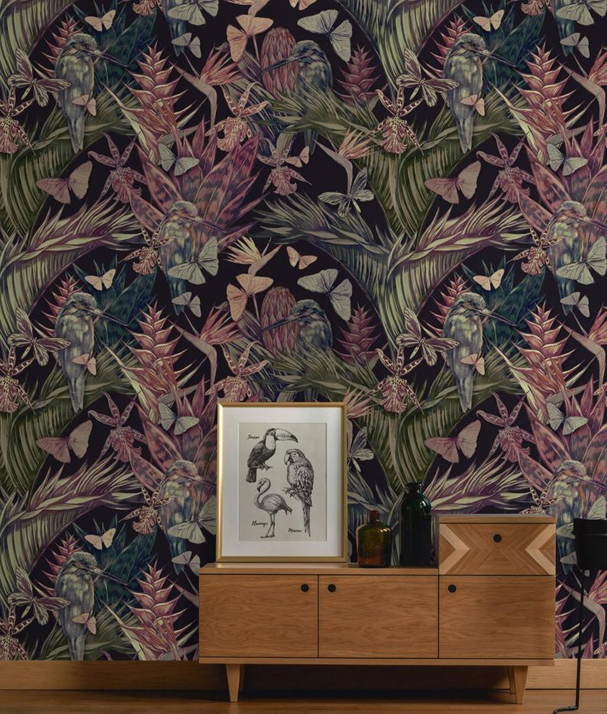 Bay Isle Home™ Tropical Floral Butterfies And Birds Removable Wallpaper ...