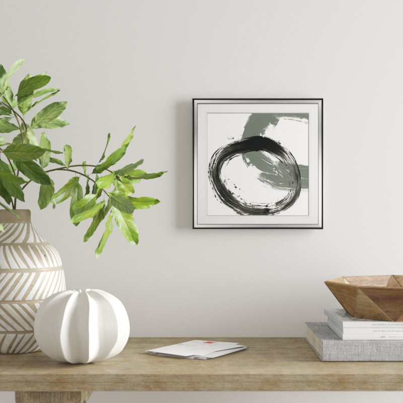 « circulaire réaction ii », peinture, H 16 po x l 16 po x P 1,5 po, Encadrement argenté