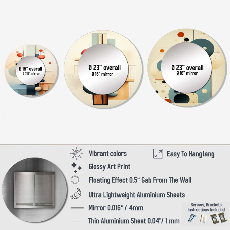 Miroir mural rond en aluminium Asanta