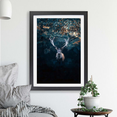 Deer Stag In The Forest - Single Picture Frame Print