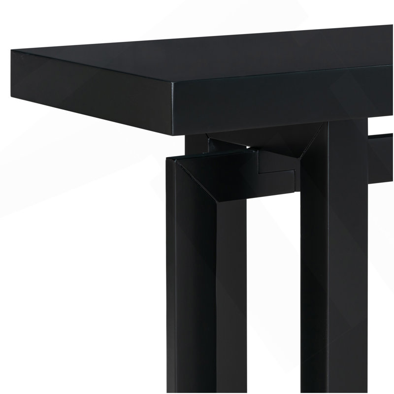 59" Solid Wood Console Table, Black, Black 