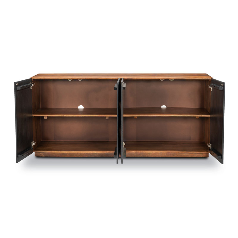 Buffet en bois de manguier de 72 po Kollette, Noir, noir, noir, noir