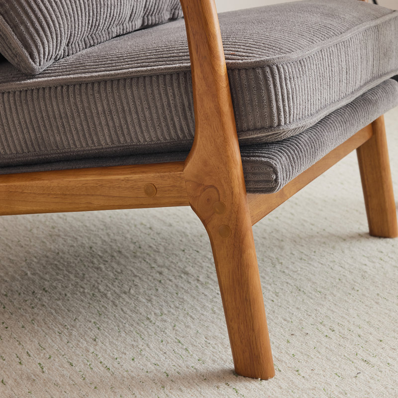 Upholstered Armchair, Grey Corduroy
