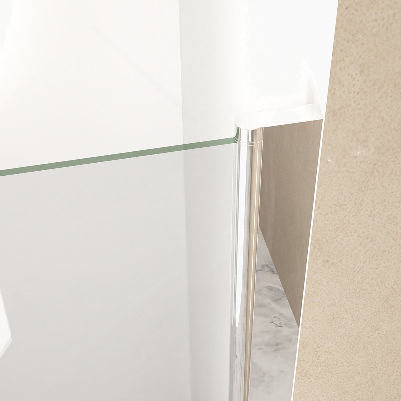 Pivot Shower Door With Brushed Nickel Aluminum Frame, Half Frame Shower Door