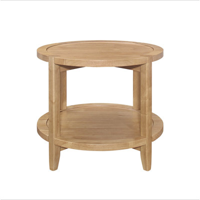 Table de bout ronde en bois avec tablette inférieure