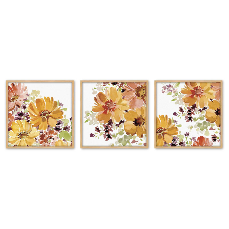 Ensemble de 3 estampes Autumn Garden Whispers, 12 po x 12 po, Érable américain