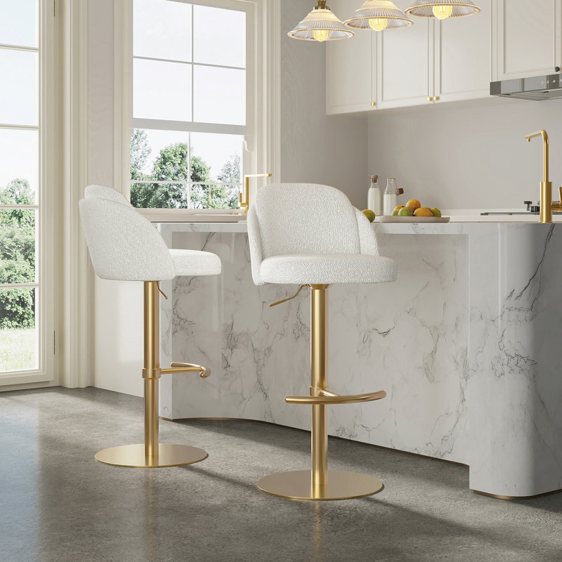 Swivel Adjustable Height Bar Stool, Gold