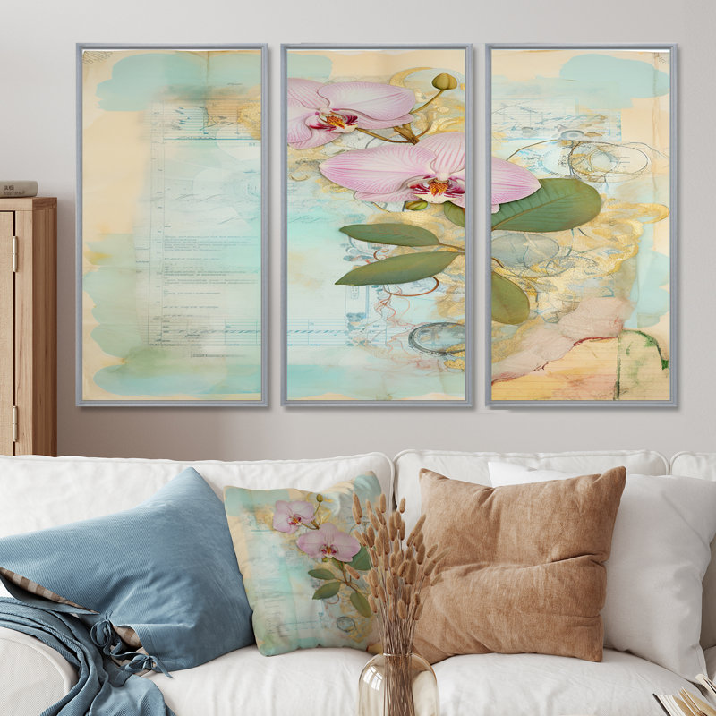Kittrell - ensemble de décoration murale orchidée, H 28 po x l 36 po, Argent argent