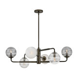 Oberon 6 - Light Steel Dimmable Square / Rectangle Chandelier