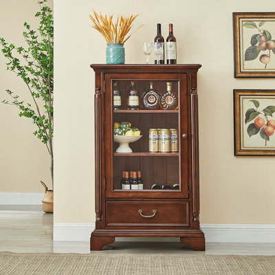 Maroon Solid Wood+Glass Display Cases