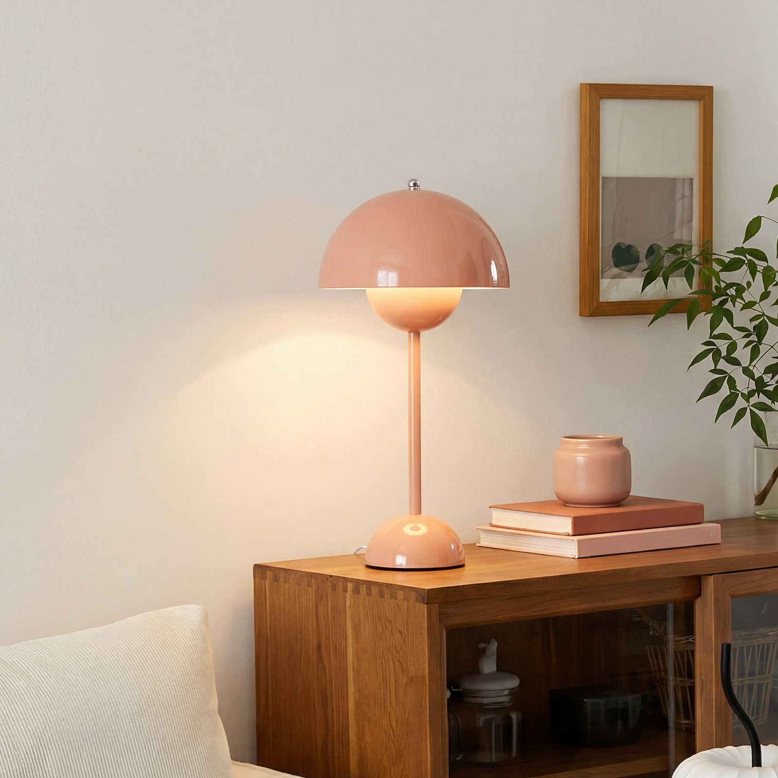 Brunilde Adjustable Metal Table Lamp, Pink, Pink