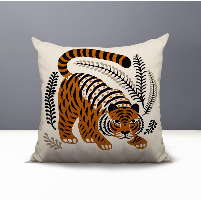 Oreiller carré réversible Remo Tiger, Carré 17 po, Orange