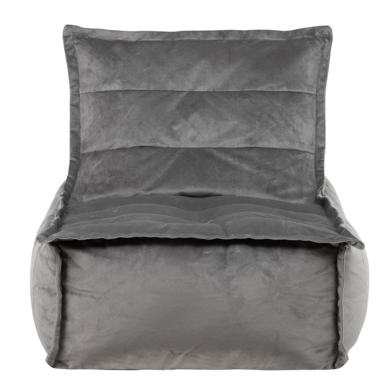 Dolce Velvet Lounger Bean Bag, Charcoal Grey