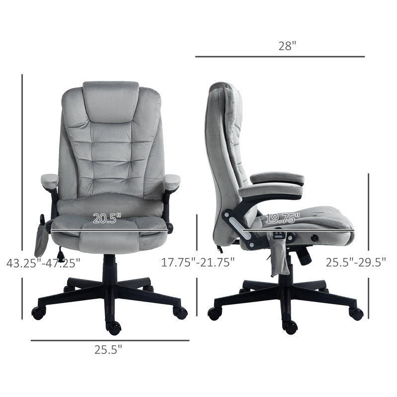 Fauteuil de bureau vibrant à 6 points avec massage lombaire, Gris
