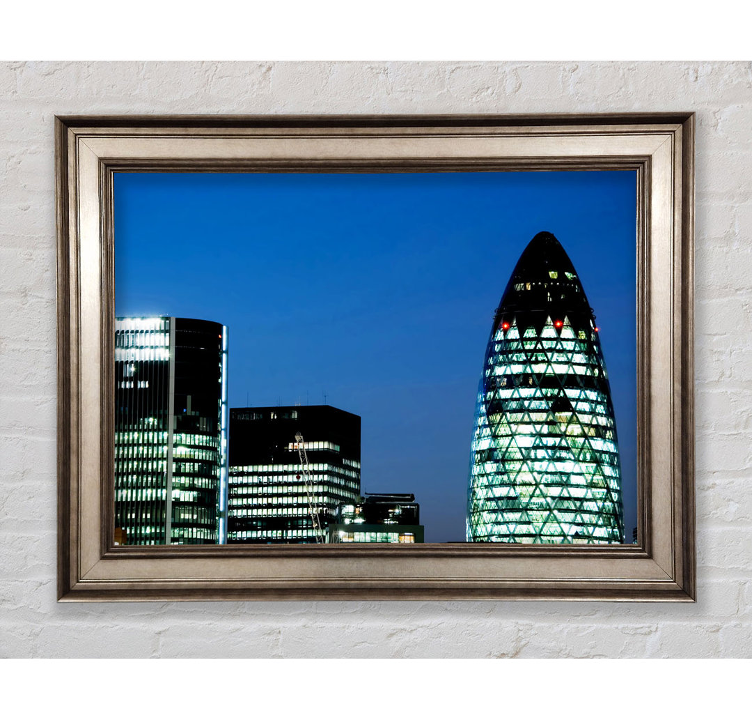 London Gherkin Night Lights - Einzelne Bilderrahmen Kunstdrucke