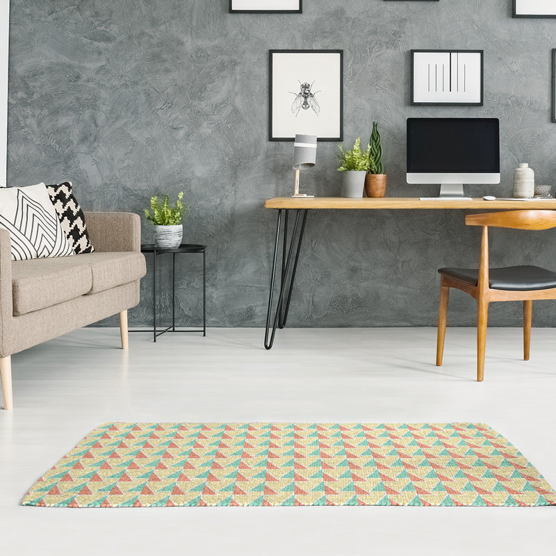 Tapis avec flèches déplacées jaune/orange/vert, Rectangle 5 pi x 7 pi