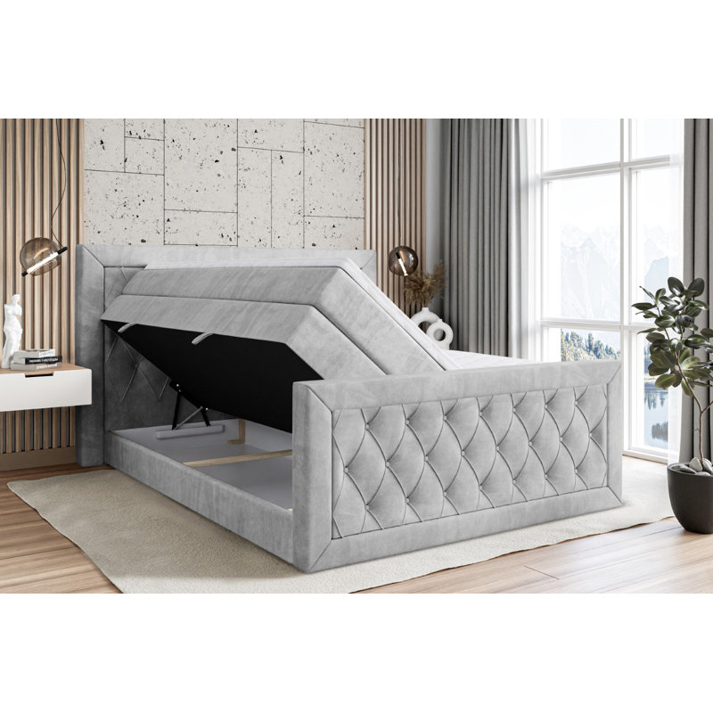 Falkner Pocket Spring Mattress Divan Bed Set, Light gray, 140 x 200cm