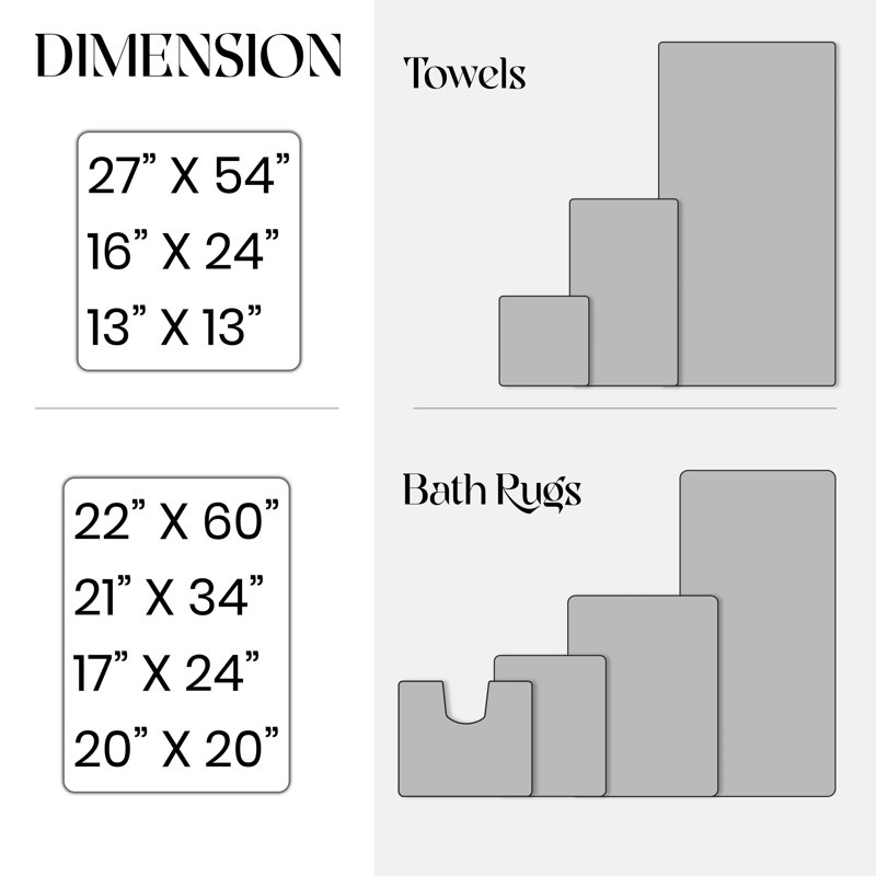 Ensemble de serviettes 3 pièces et de tapis de bain 4 pièces 100% coton doux Bryd Collection (ensemble de 7), Noir
