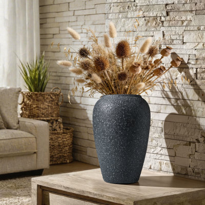 Handmade Ceramic Table Vase, Granular Texture & Matte Finish Ceramic Vase with Mottled Glaze, Simple Natural Texture & Minimalist Style Decor Piece