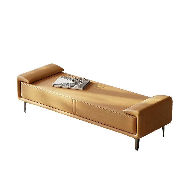 Banc rembourré en microfibre Ingerid, Orange, H 20,86 po x l 70,86 po x P 17,71 po