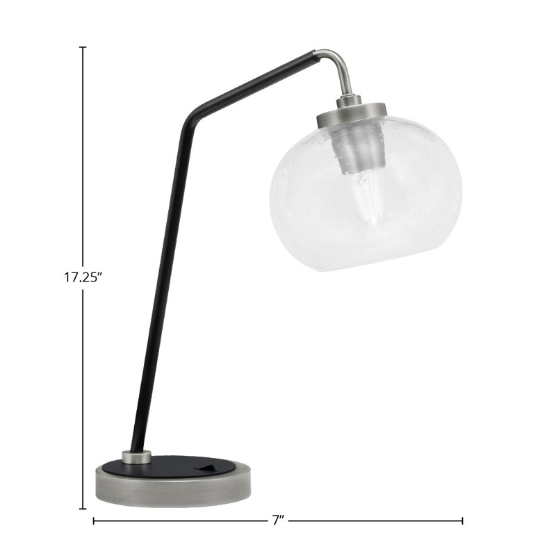 Lampe de bureau Brete, Graphite / noir mat, Transparent, H 17,25 po x l 7 po x P 7 po