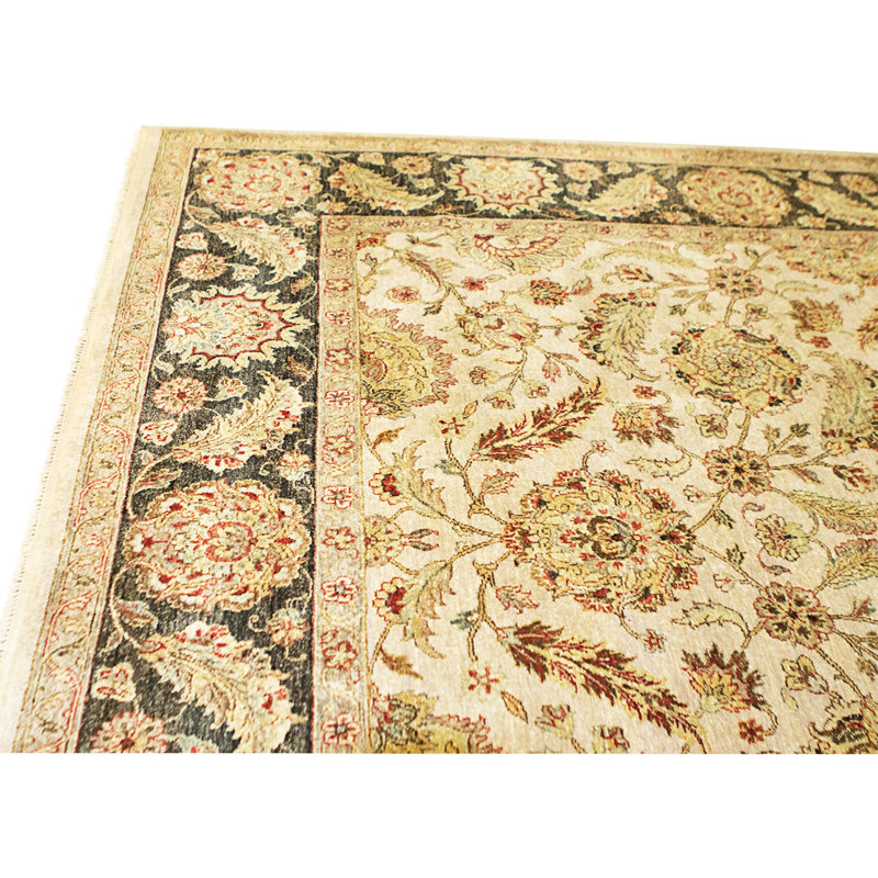 Tapis bleu clair et ivoire noué à la main de haute qualité