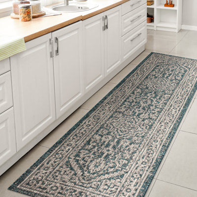 Tapis d'intérieur / extérieur bleu / gris Moten