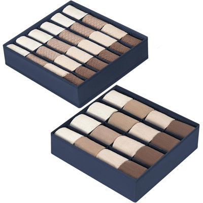 Sock Organiser Organisateur de tiroir - Solution de rangement de placard pliable pour chaussettes, sous-vêtements, cravates, ceintures et accessoires, ensemble de 2