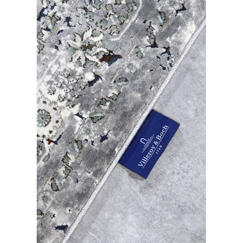 Kollektion 1809 No Pattern And No Solid Colour Machine Woven Light Grey Area Rug, Rectangle 5' x 7'7"