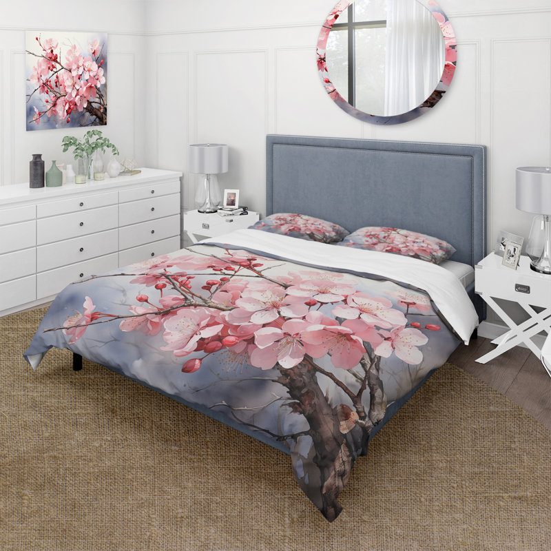 Ensemble de housse de couette en microfibre / polyester China Art Cherry Blossom