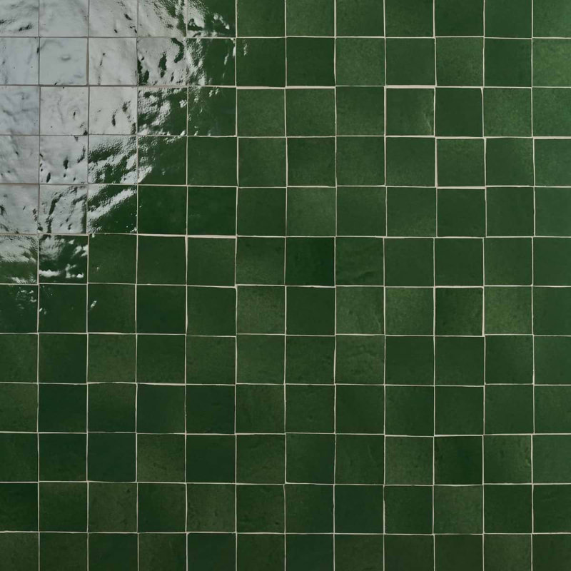 Virello 4x4 Glossy Ceramic Wall Tile, Forest Green