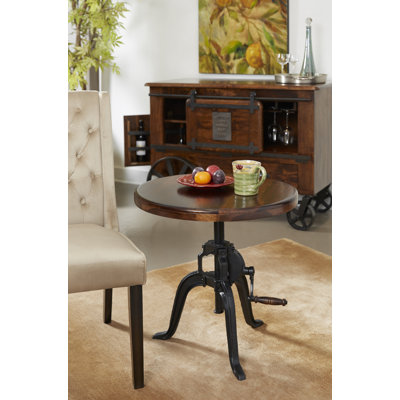 Lincya Round Solid Wood Top Metal Base Dining Table