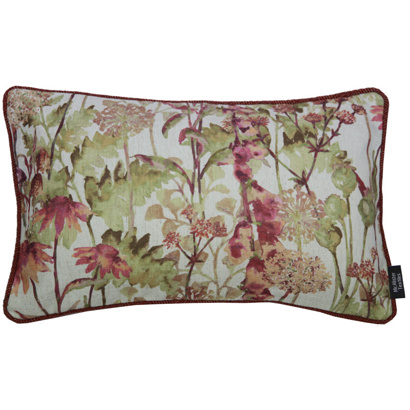 Epsilon Floral Rectangular Cushion, 50cm x 30cm, Filled Pillow, Spice