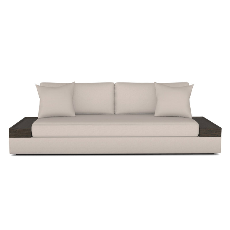Embrace Wood Tray Arm Sofa, Nadia Steam, Havana