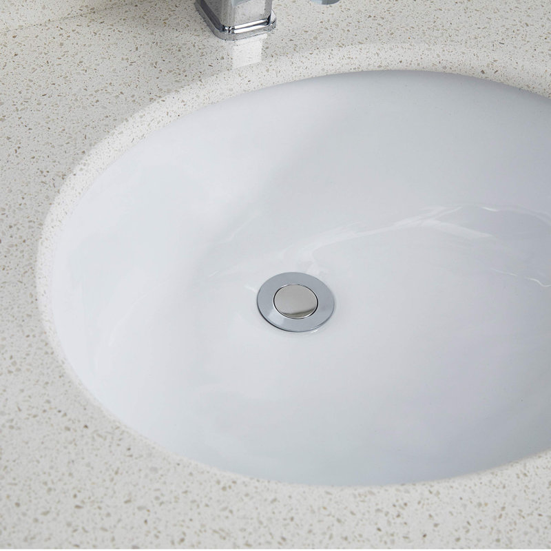 Lavabo de salle de bain ovale blanc encastré avec trop-plein