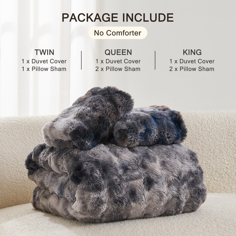 EMME Luxury Elegant Shaggy Bubble Bedding Sets，Faux Fur Duvet Cover  , 2/3 Pieces Soft Fluffy Comforter Cover, Cozy Warm for Winter