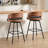 Swivel Faux Leather Counter Stool with Bentwood Backrest (Set of 2)-983254338