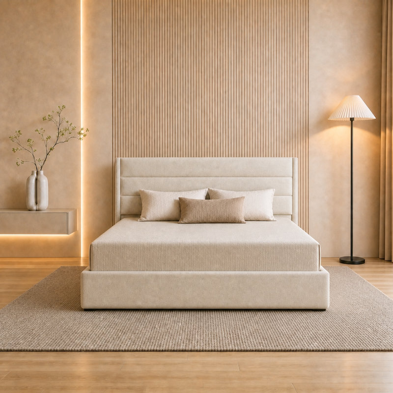  Lit de rangement rembourré Denicolais, Grand, Beige