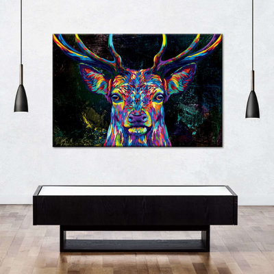 Cerf couleur grunge sur toile