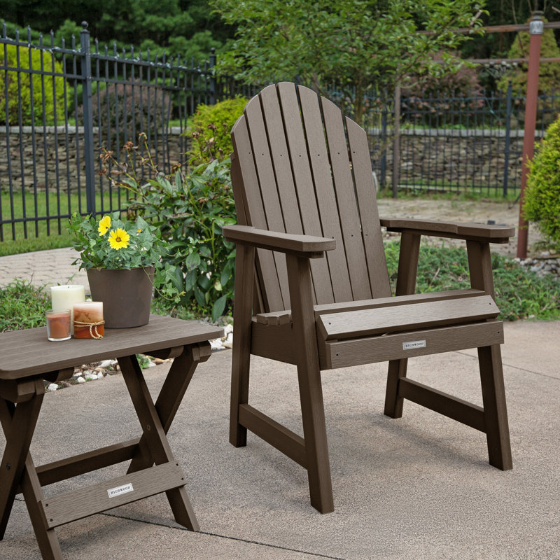 Chaise Adirondack en plastique avec table Anette, Gland de chêne vieilli