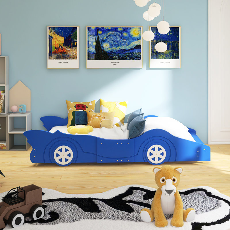 Lit plateforme avec roulettes Race, Lit simple, Bleu